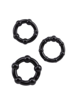 Pack 3 cockring noir avec billes - COR005BLK
